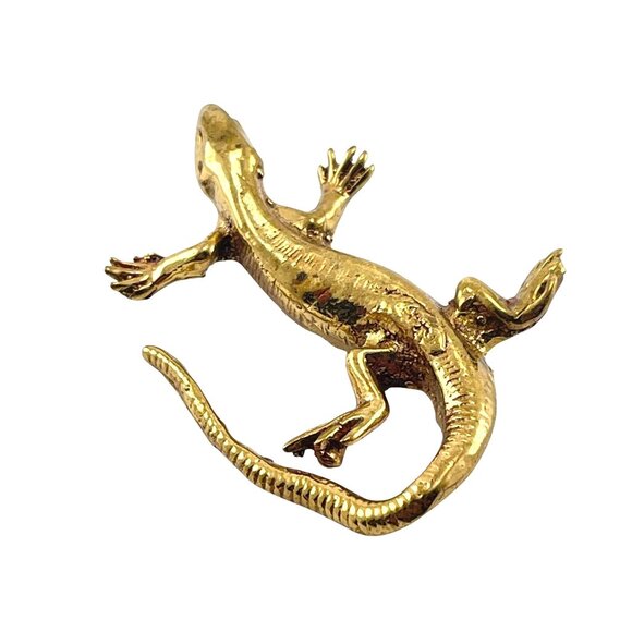 Gold-Toned Lizard Brooch Pin Jewelry Accessory - Picture 2 of 6